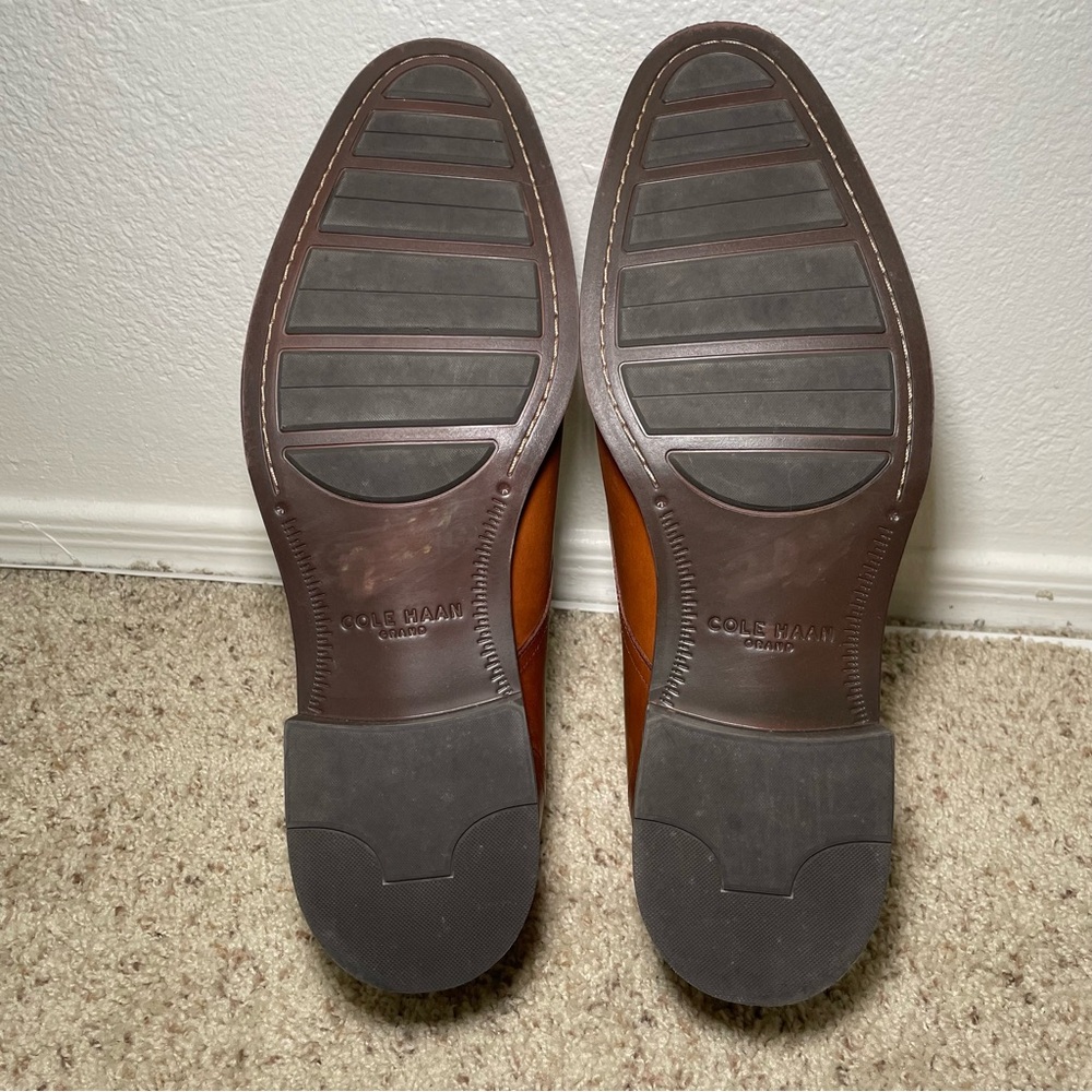 Cole Haan Grand Hawthorne Mens 13M Plain Oxford British Tan Leather Shoes C32352 - Picture 5 of 11